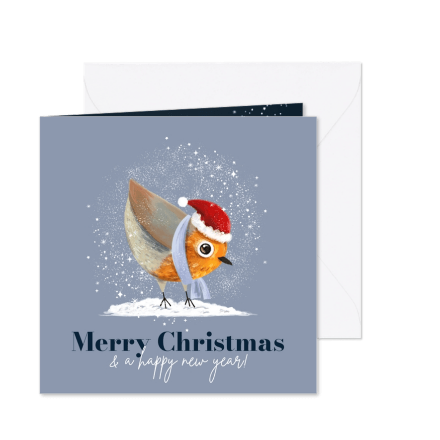 Liebevolle Weihnachtskarte Rotkelchen - Karteneindruck