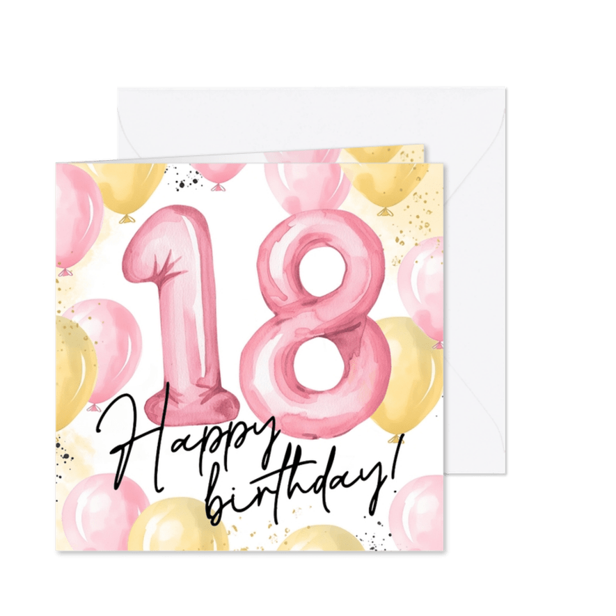 Luftballon-Geburtstagskarte 18. Geburtstag Aquarell - Karteneindruck
