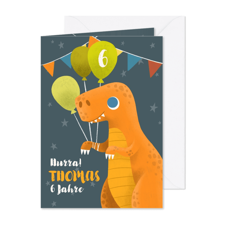 Lustige Dino-Glückwunschkarte zum Geburtstag - Karteneindruck