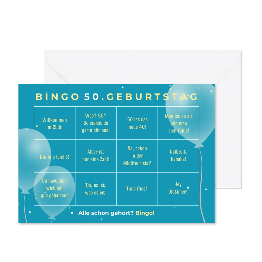 Lustige Geburtstagsgrüße 50. Geburtstag 'Bingo' - Karteneindruck