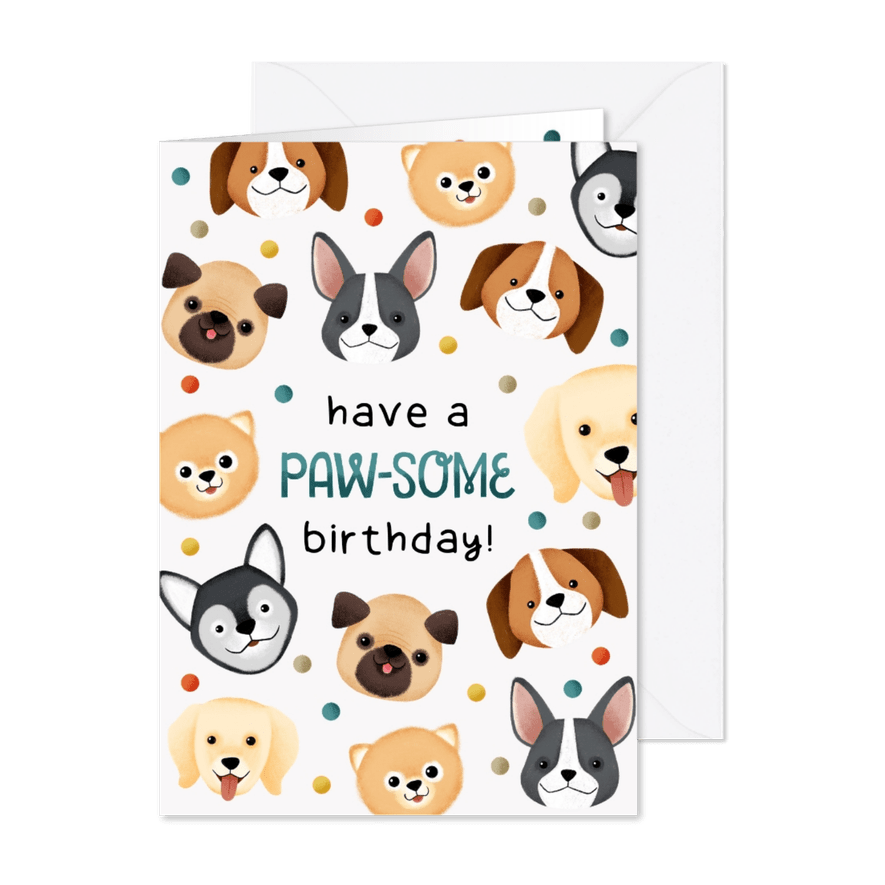 Lustige Hunde-Geburtstagskarte 'Pawsome birthday' - Karteneindruck