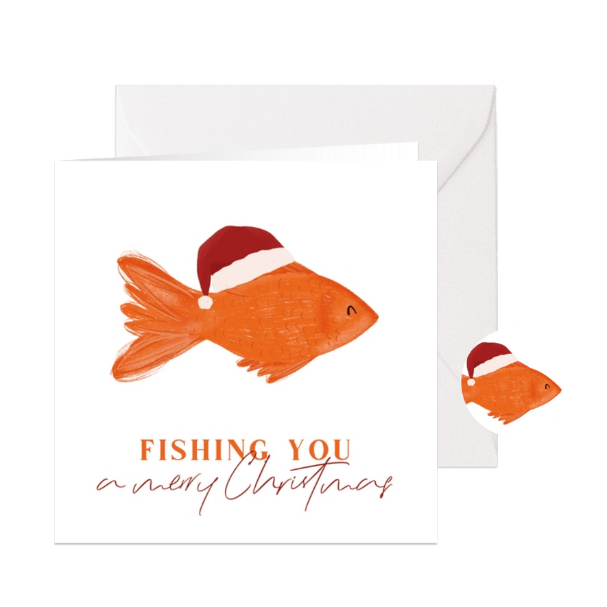 Lustige Weihnachstkarte 'Fishing you...' - Karteneindruck
