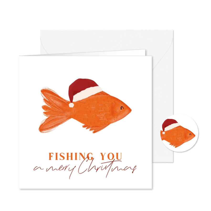 Lustige Weihnachstkarte 'Fishing you...' - Karteneindruck