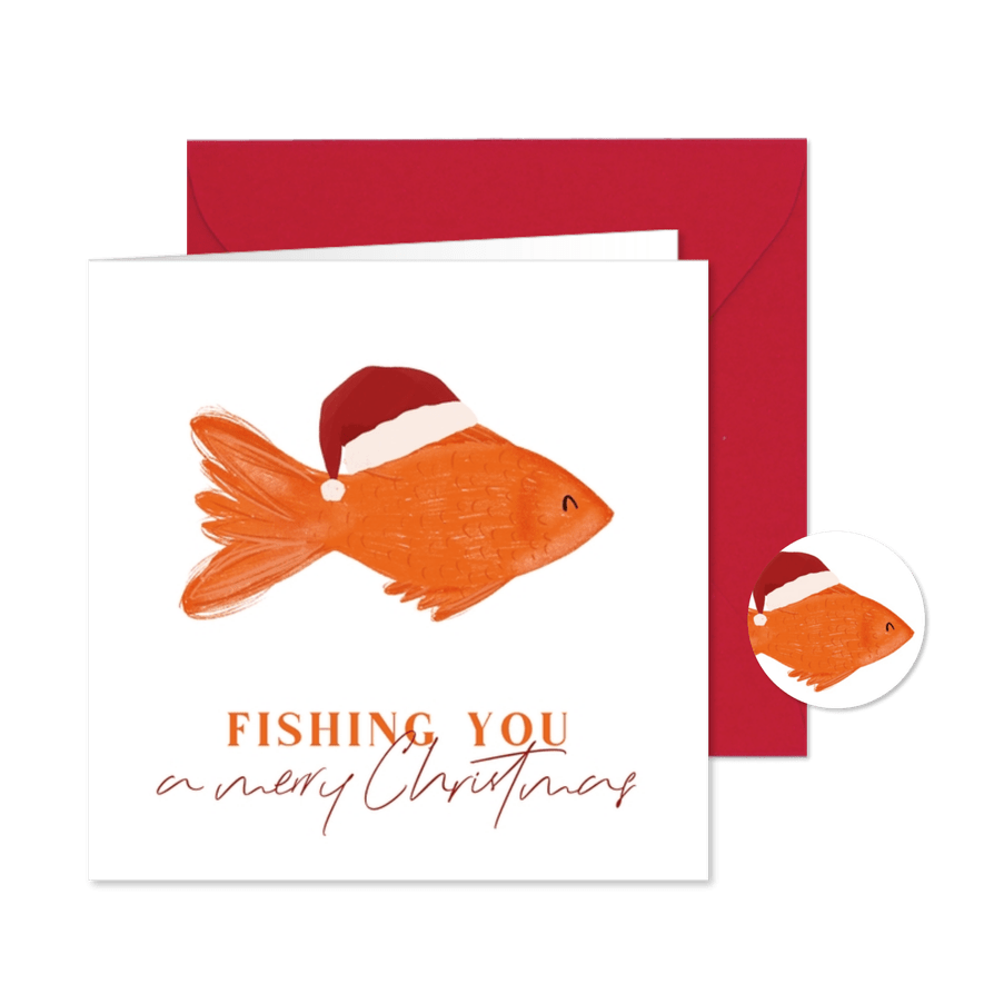 Lustige Weihnachstkarte 'Fishing you...' - Karteneindruck
