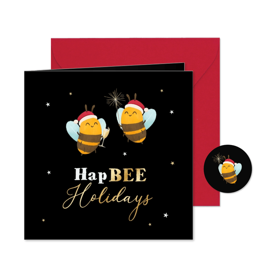 Lustige Weihnachtskarte 'Hapbee Holidays' Bienen - Karteneindruck