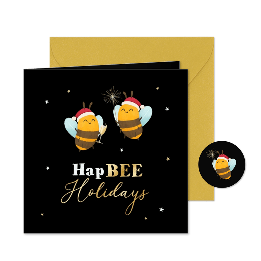 Lustige Weihnachtskarte 'Hapbee Holidays' Bienen - Karteneindruck
