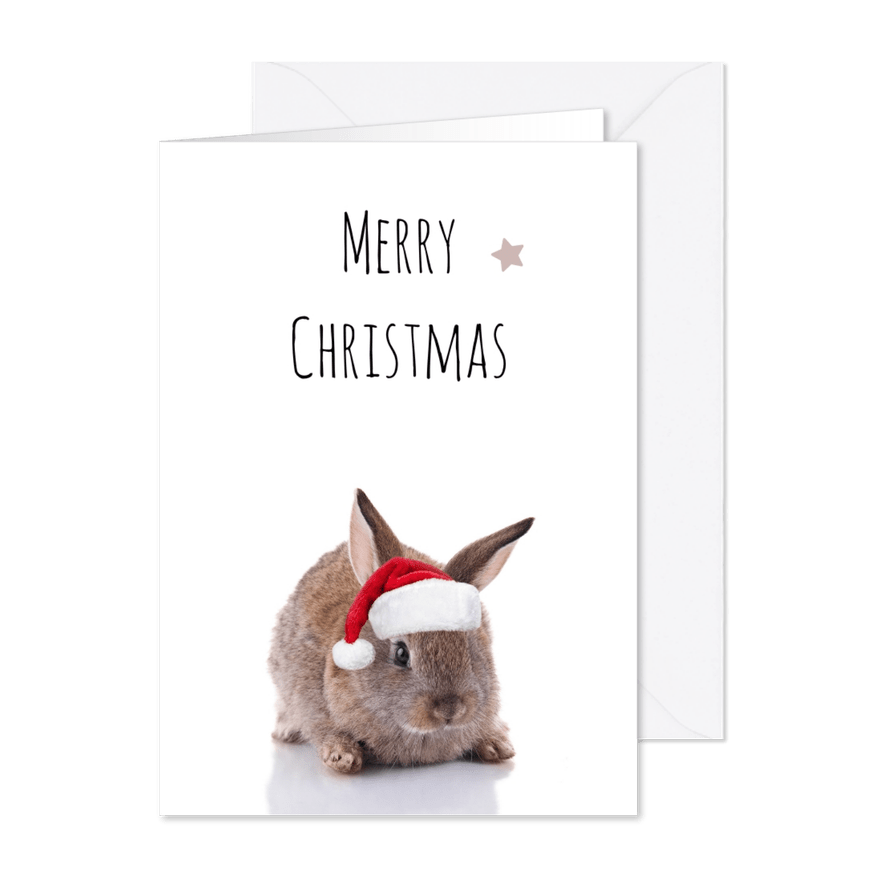 Lustige Weihnachtskarte Hase mit Weihnachtsmütze - Karteneindruck