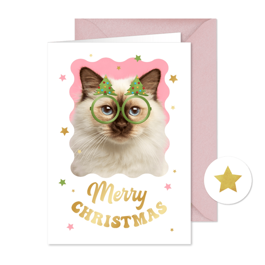 Lustige Weihnachtskarte Haustier mit Brille - Karteneindruck