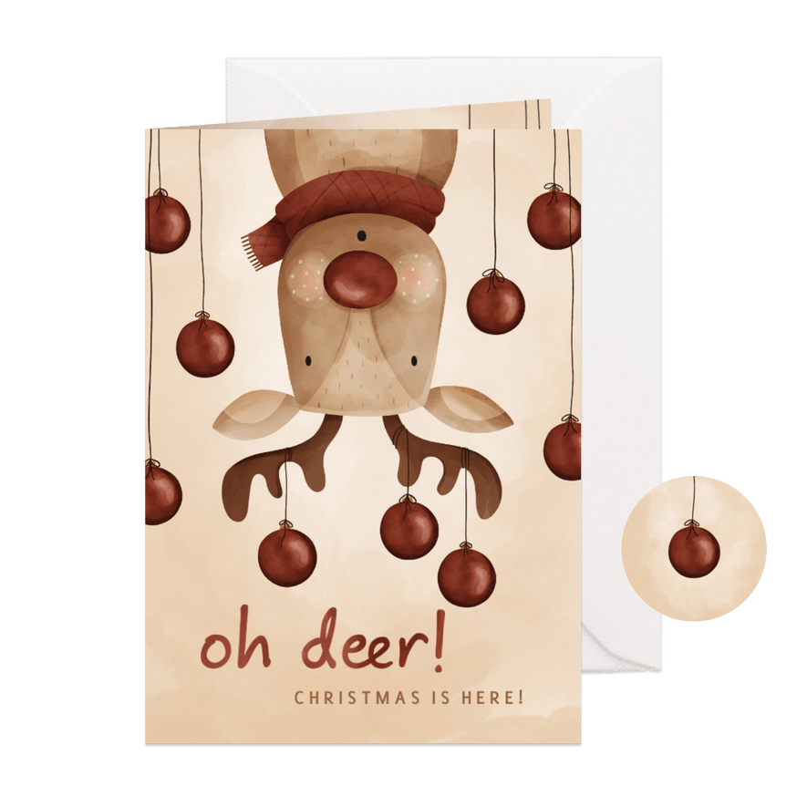 Lustige Weihnachtskarte Rentier 'Oh deer' - Karteneindruck
