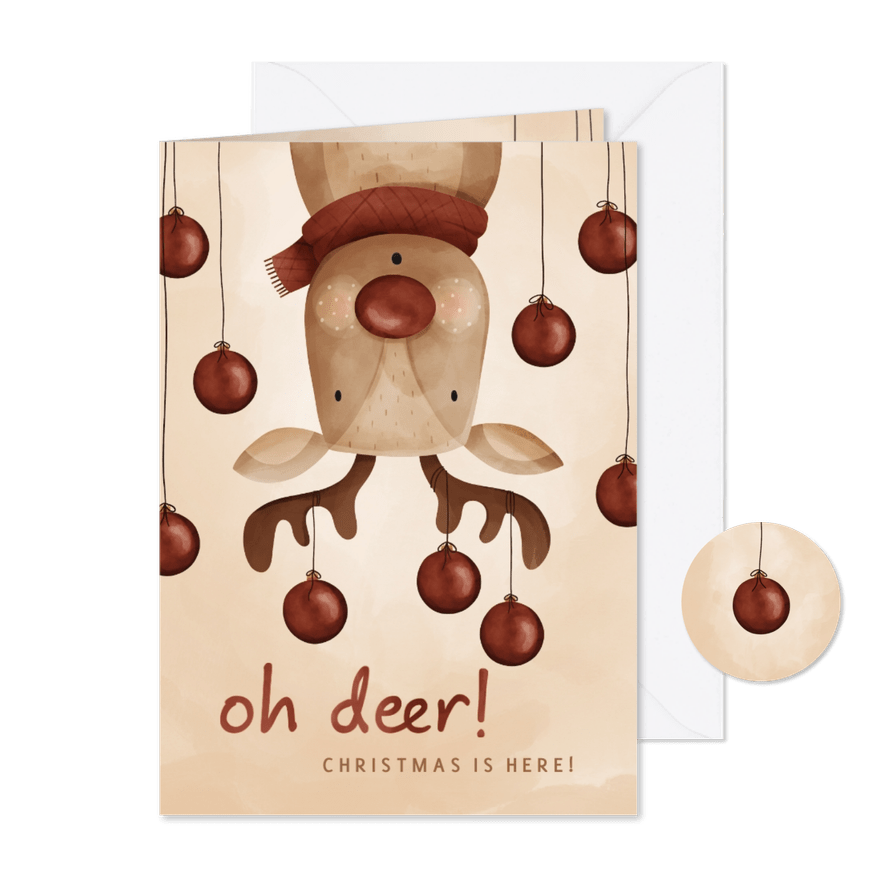 Lustige Weihnachtskarte Rentier 'Oh deer' - Karteneindruck