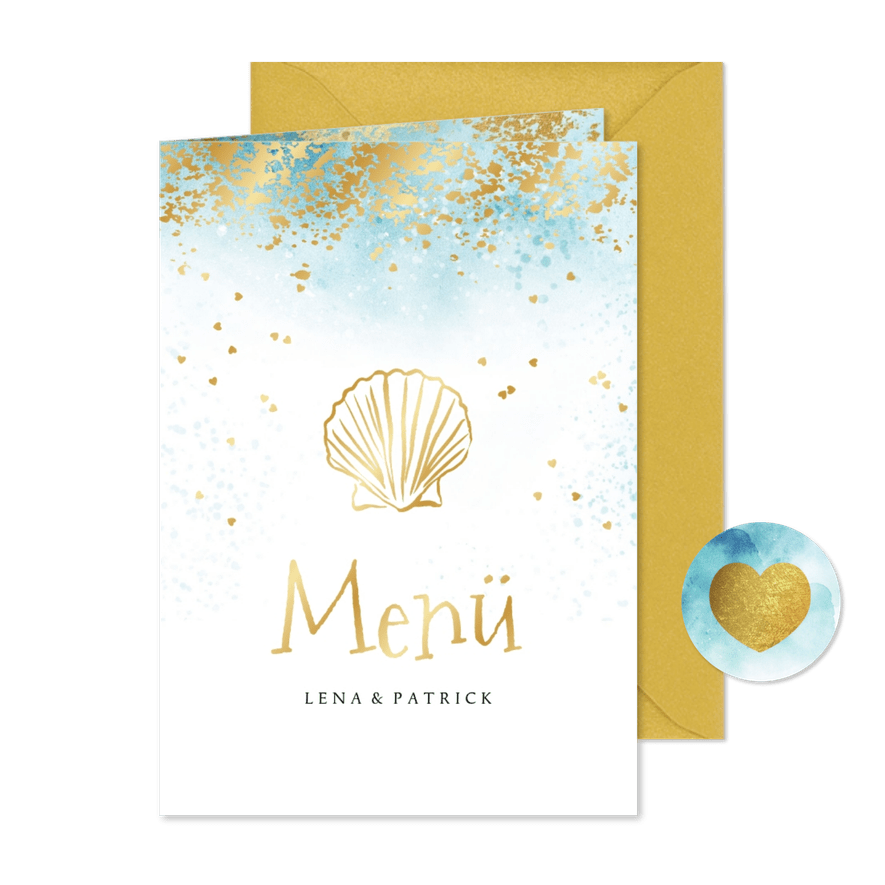 Menükarte Beachlook & Gold - Karteneindruck
