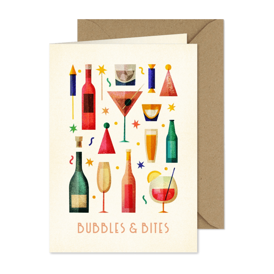 Menükarte 'Bubbles & Bites' Getränkekarte Cocktails - Karteneindruck