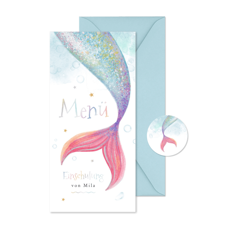 Menükarte Einschulungsfeier Meerjungfrau - Karteneindruck