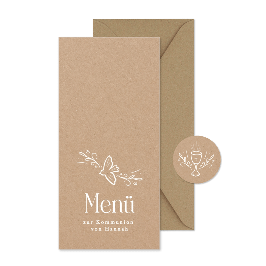 Menükarte Erste Heilige Kommunion Kraft Lineart  - Karteneindruck
