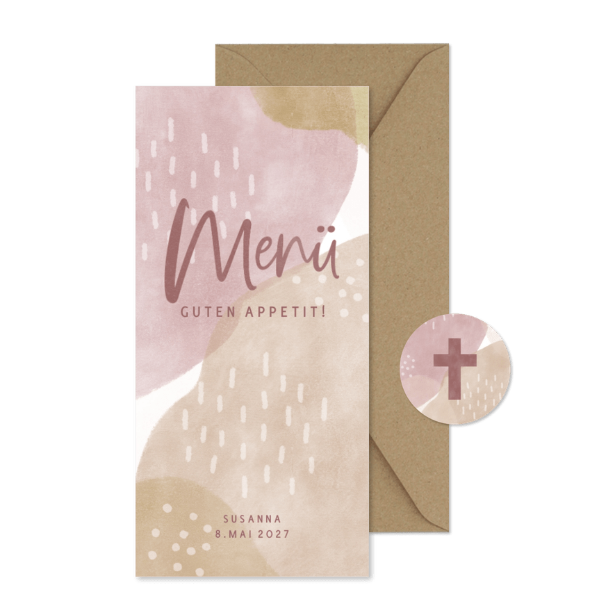 Menükarte Firmung Aquarell rosé - Karteneindruck