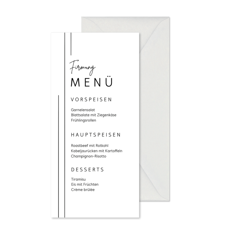 Menükarte Firmung grafisch - Karteneindruck
