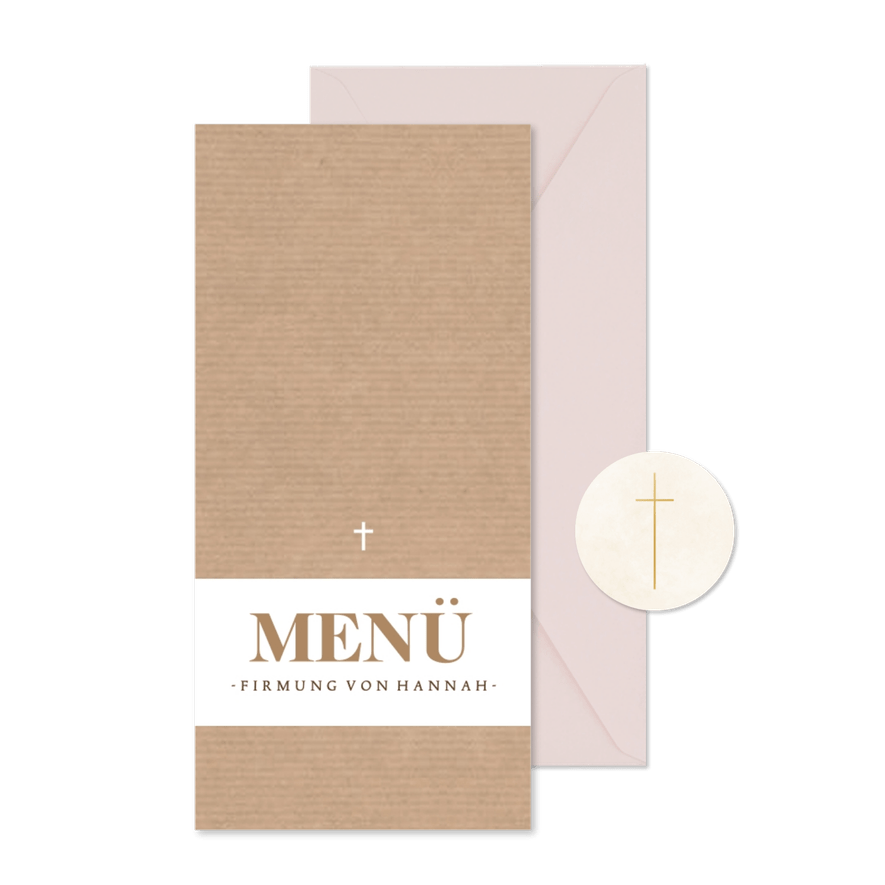 Menükarte Firmung Kraftpapierlook - Karteneindruck