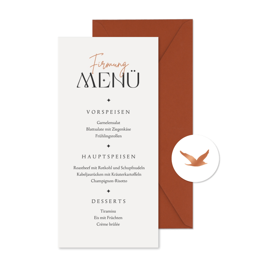 Menükarte Firmung moderne Klassik - Karteneindruck
