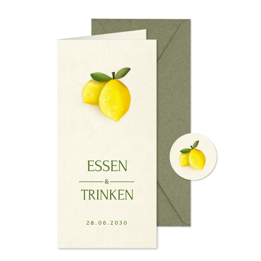 Menükarte Getränkekarte Hochzeit Zitronen - Karteneindruck
