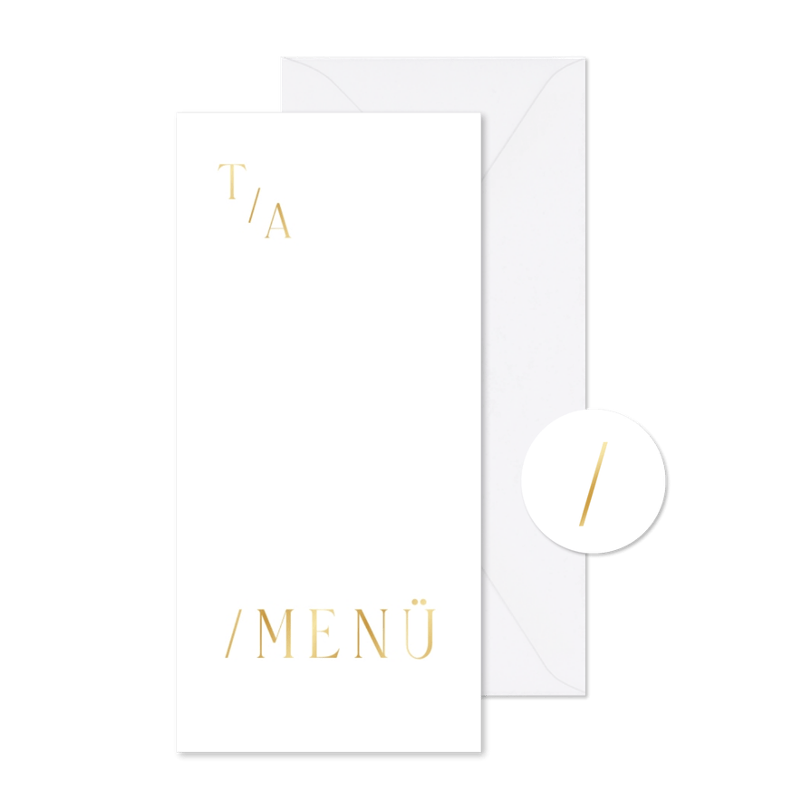 Menükarte Goldschrift minimalistisch - Karteneindruck