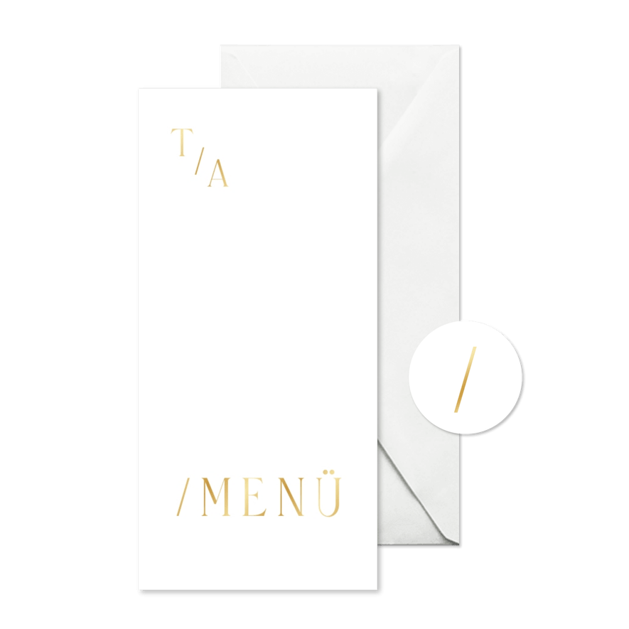 Menükarte Goldschrift minimalistisch - Karteneindruck
