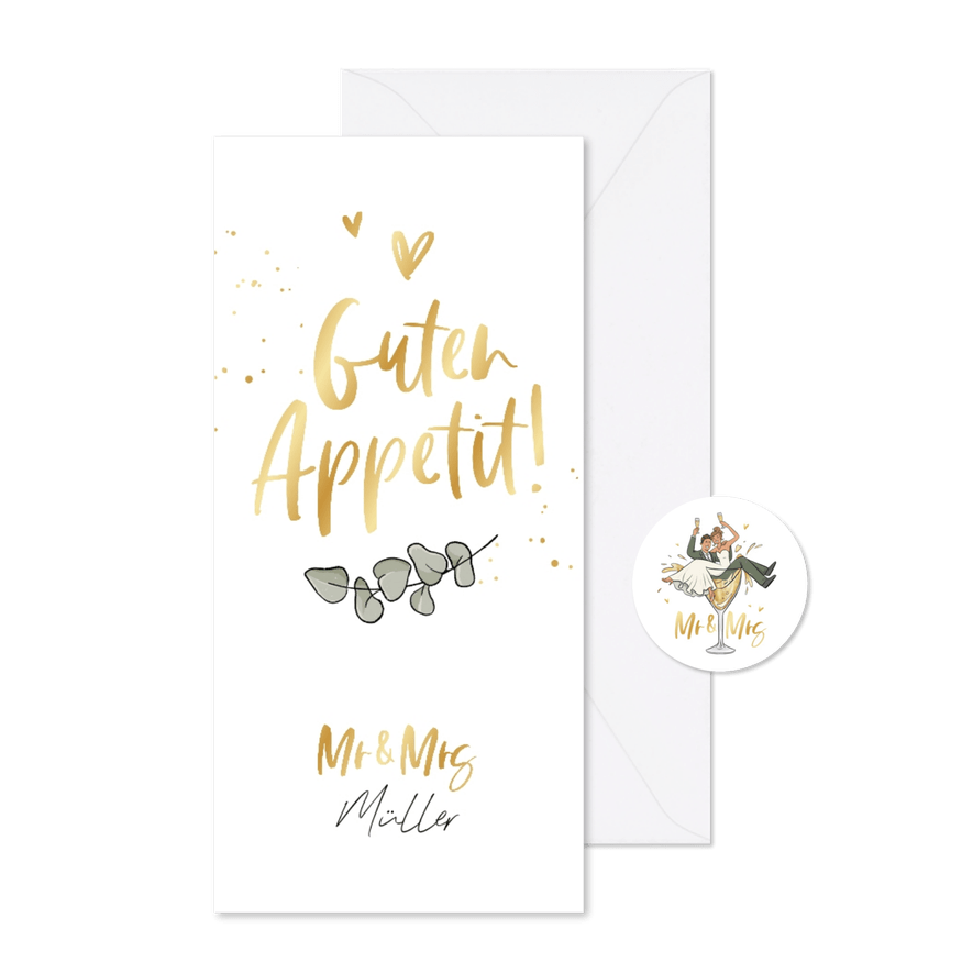 Menükarte Goldschrift & Eukalyptus - Karteneindruck