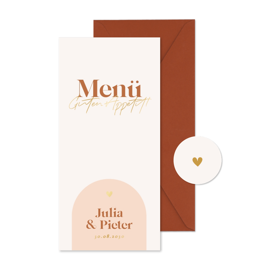 Menükarte grafisch Bogen Orange Beige - Karteneindruck
