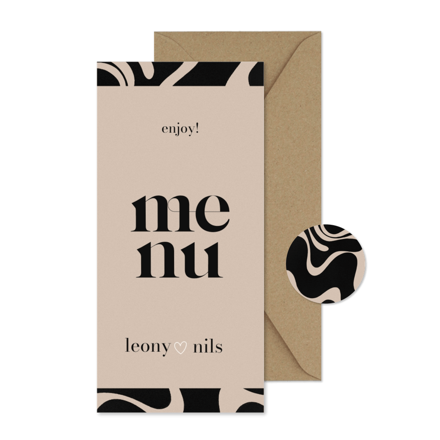 Menükarte Hochzeit abstrakte Wellenformen - Karteneindruck