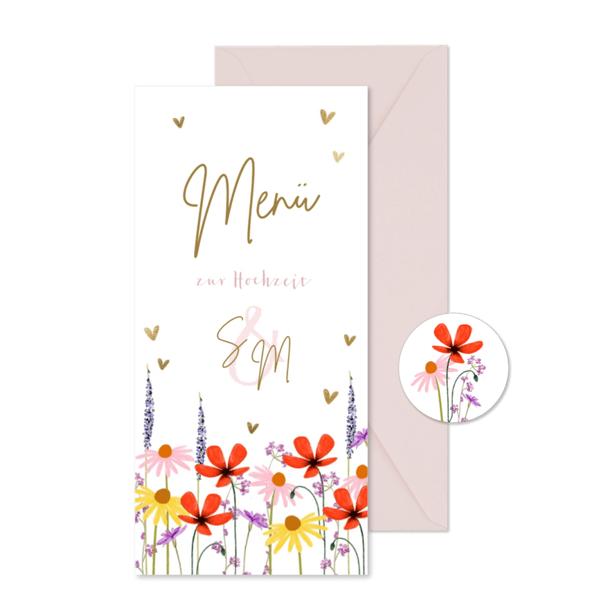 Menükarte Hochzeit Blumenwiese - Karteneindruck