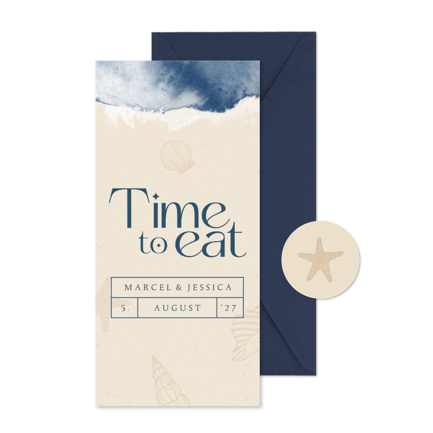 Menükarte Hochzeit Brandung - Karteneindruck