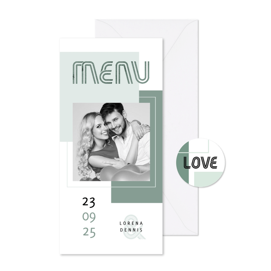 Menükarte Hochzeit Design abstrakt eigenes Foto - Karteneindruck