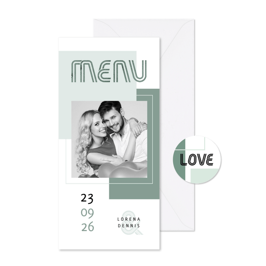 Menükarte Hochzeit Design abstrakt eigenes Foto - Karteneindruck
