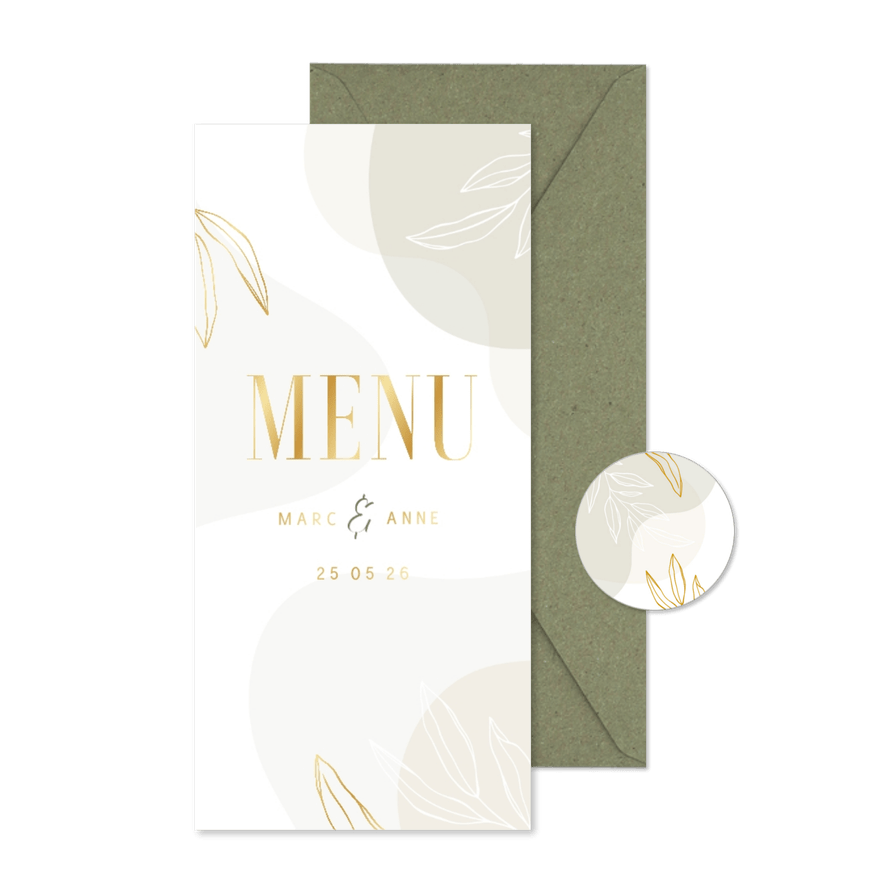 Menükarte Hochzeit elegant & abstrakt - Karteneindruck