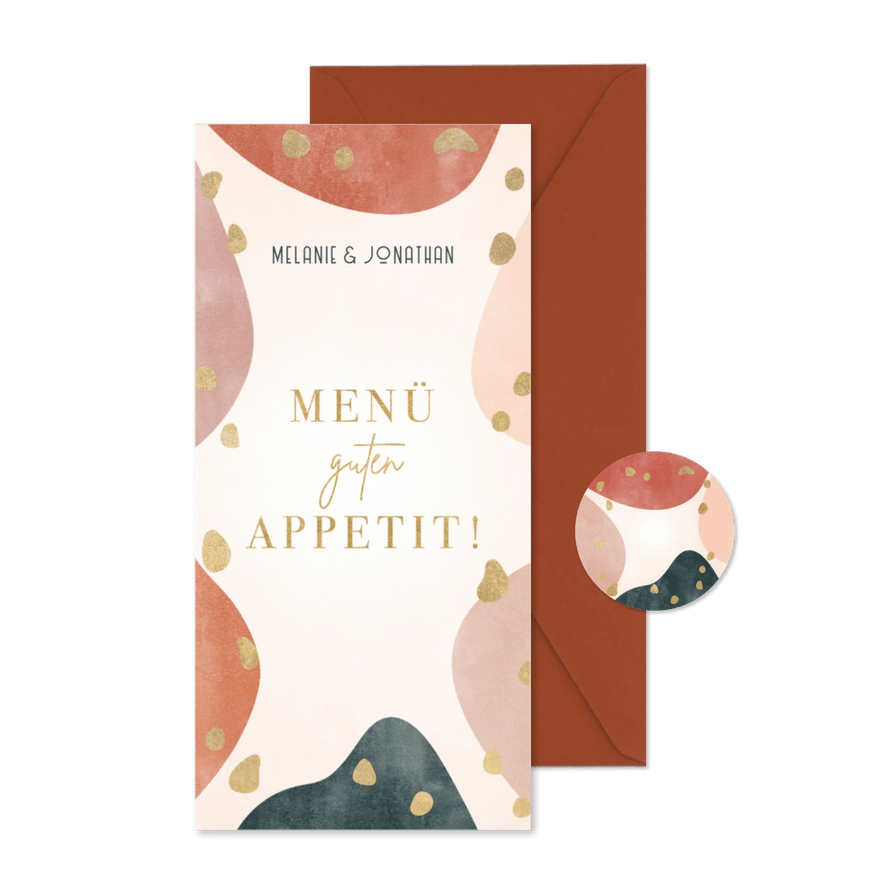 Menükarte Hochzeit geometrisch & organisch - Karteneindruck
