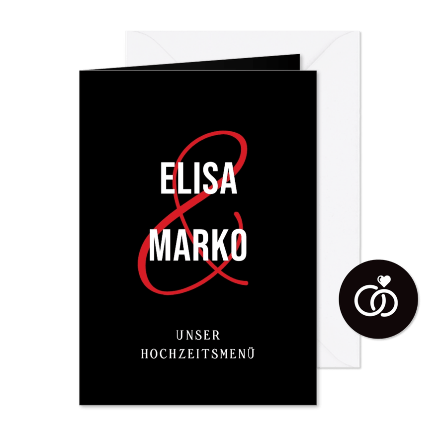 Menükarte Hochzeit Streamingdienst - Karteneindruck