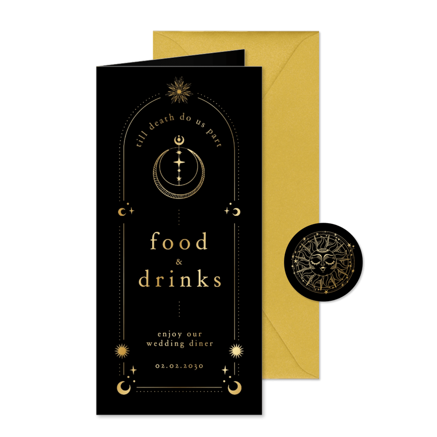 Menükarte Hochzeit Tattoo Astrologie Mond - Karteneindruck
