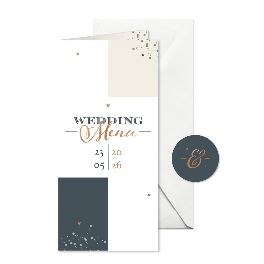 Menükarte Hochzeit 'Wedding Menu' grafisch - Karteneindruck
