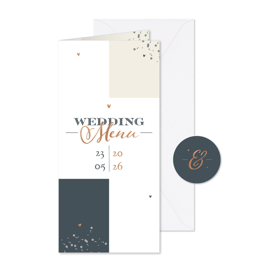 Menükarte Hochzeit 'Wedding Menu' grafisch - Karteneindruck