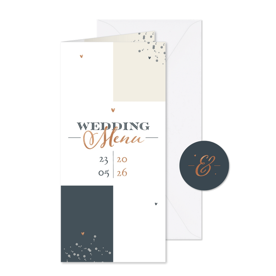 Menükarte Hochzeit 'Wedding Menu' grafisch - Karteneindruck