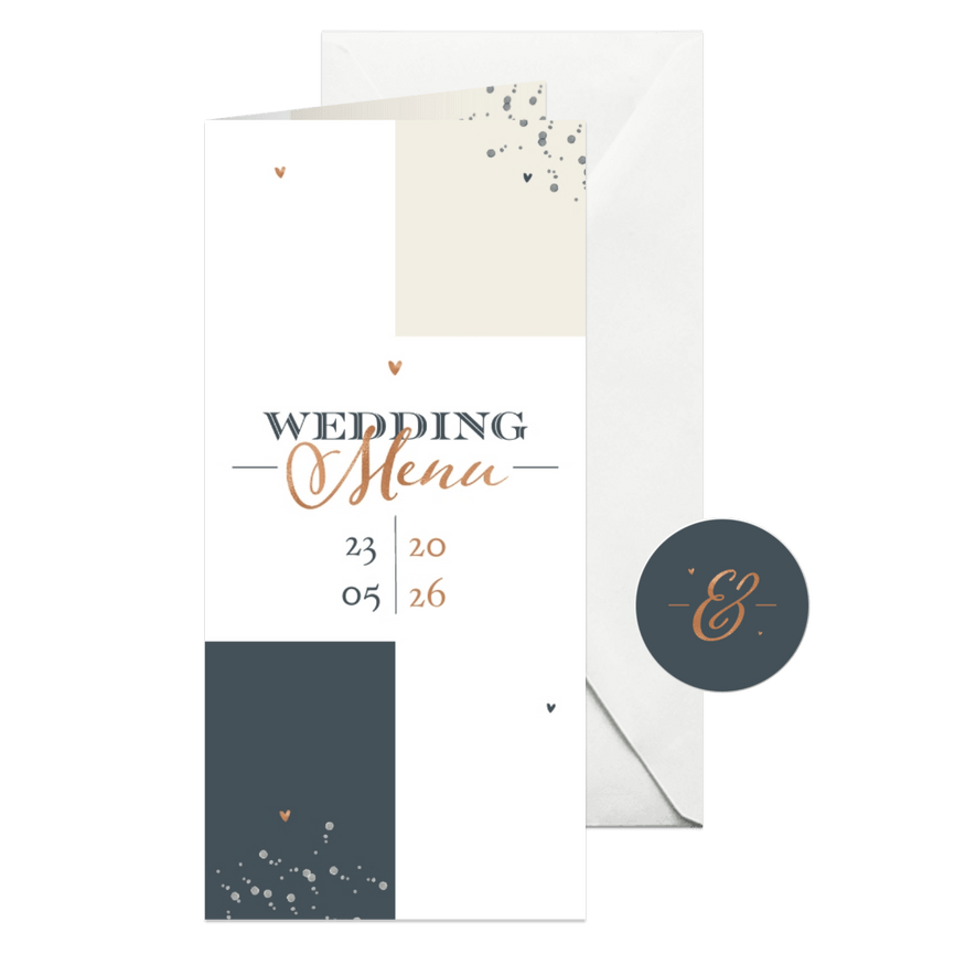 Menükarte Hochzeit 'Wedding Menu' grafisch - Karteneindruck
