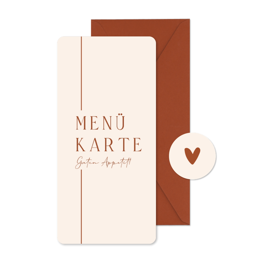 Menükarte Hochzeitsessen elegant mit Linien - Kartenvorschau
