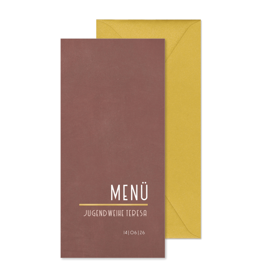 Menükarte Jugendweihe schlicht terra - Karteneindruck
