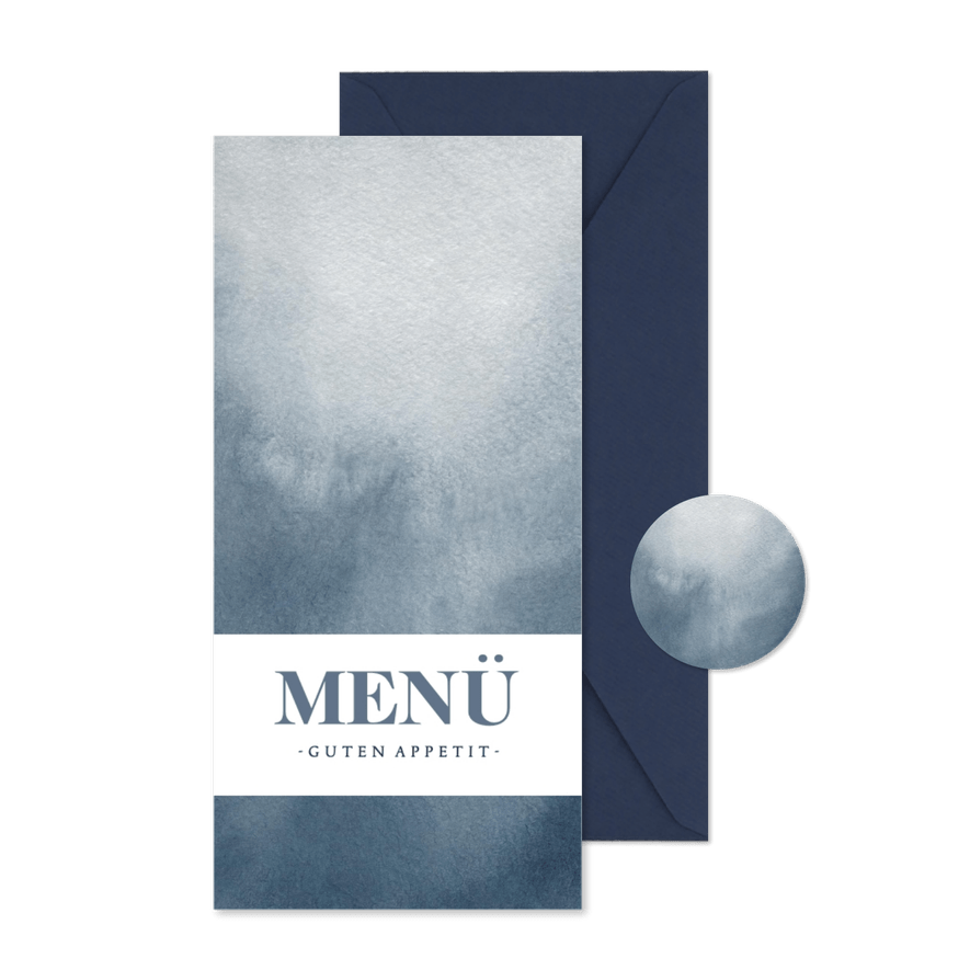 Menükarte Konfirmation blaues Aquarell - Karteneindruck
