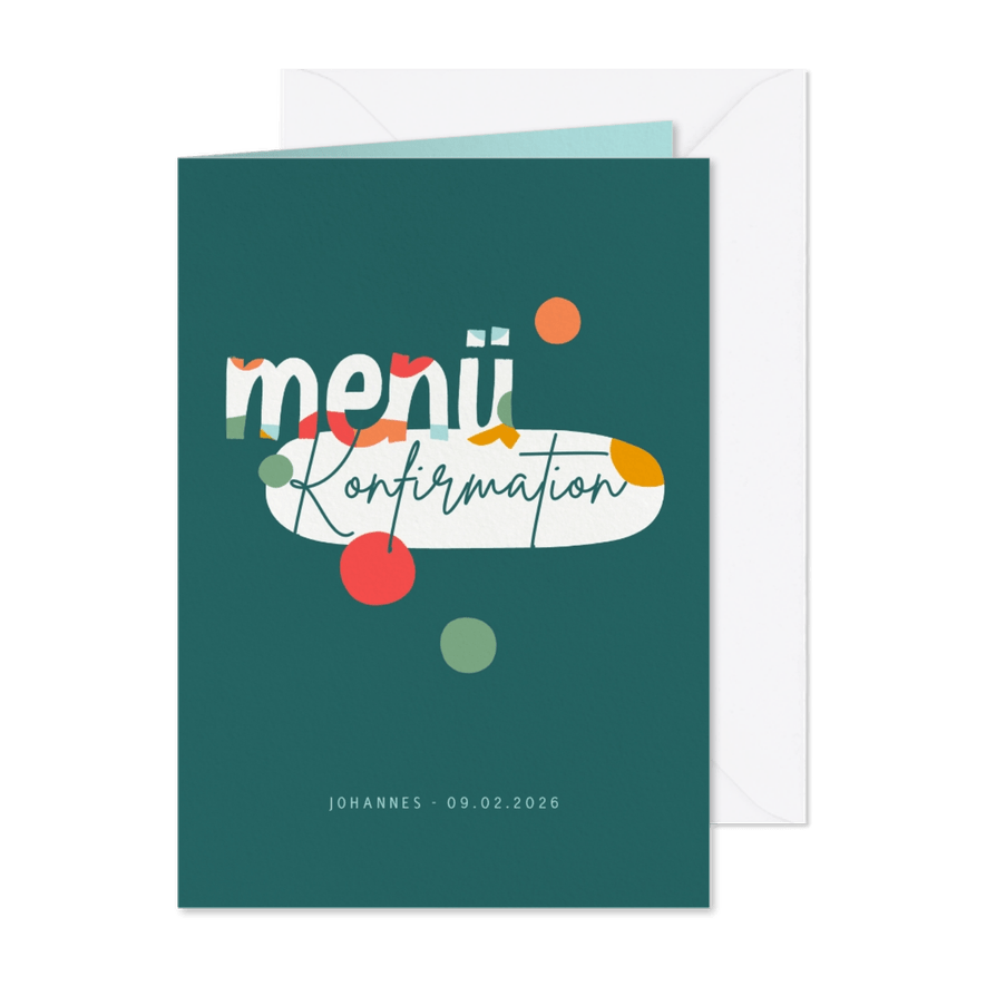 Menükarte Konfirmation modernes Lettering - Karteneindruck