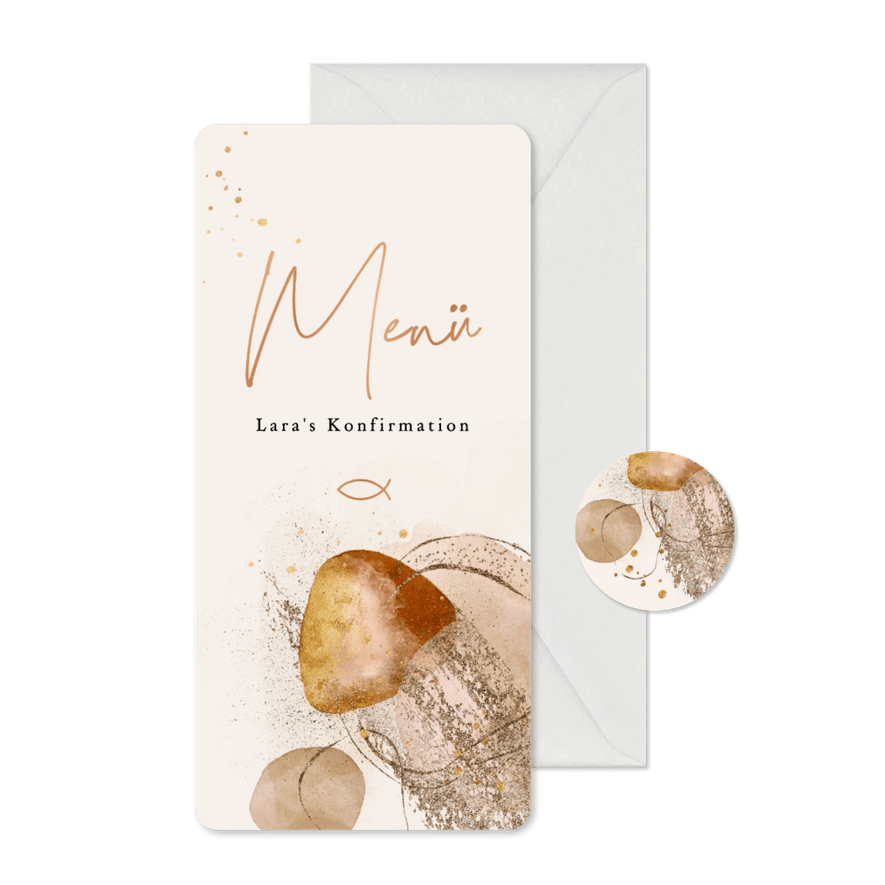 Menükarte Konfirmationsfeier abstrakte Formen Aquarell - Karteneindruck