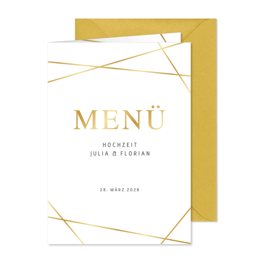 Menükarte Linienspiel gold - Karteneindruck