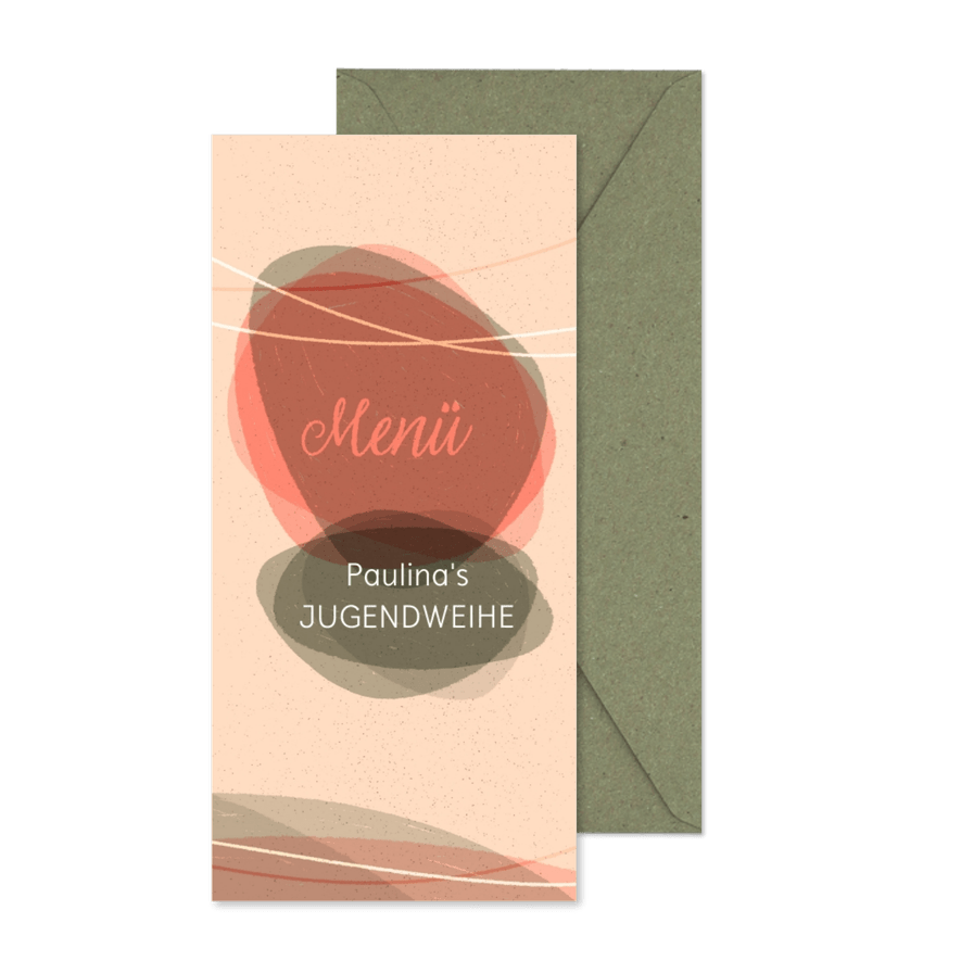 Menükarte mit abstraktem Motiv im Boho-Stil - Karteneindruck
