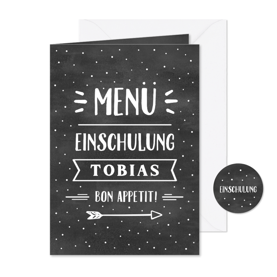 Menükarte Schulanfang Kreidetafel - Karteneindruck