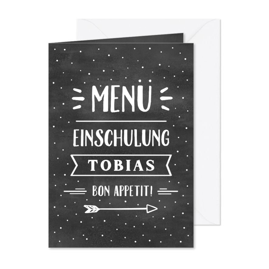 Menükarte Schulanfang Kreidetafel - Kartenvorschau