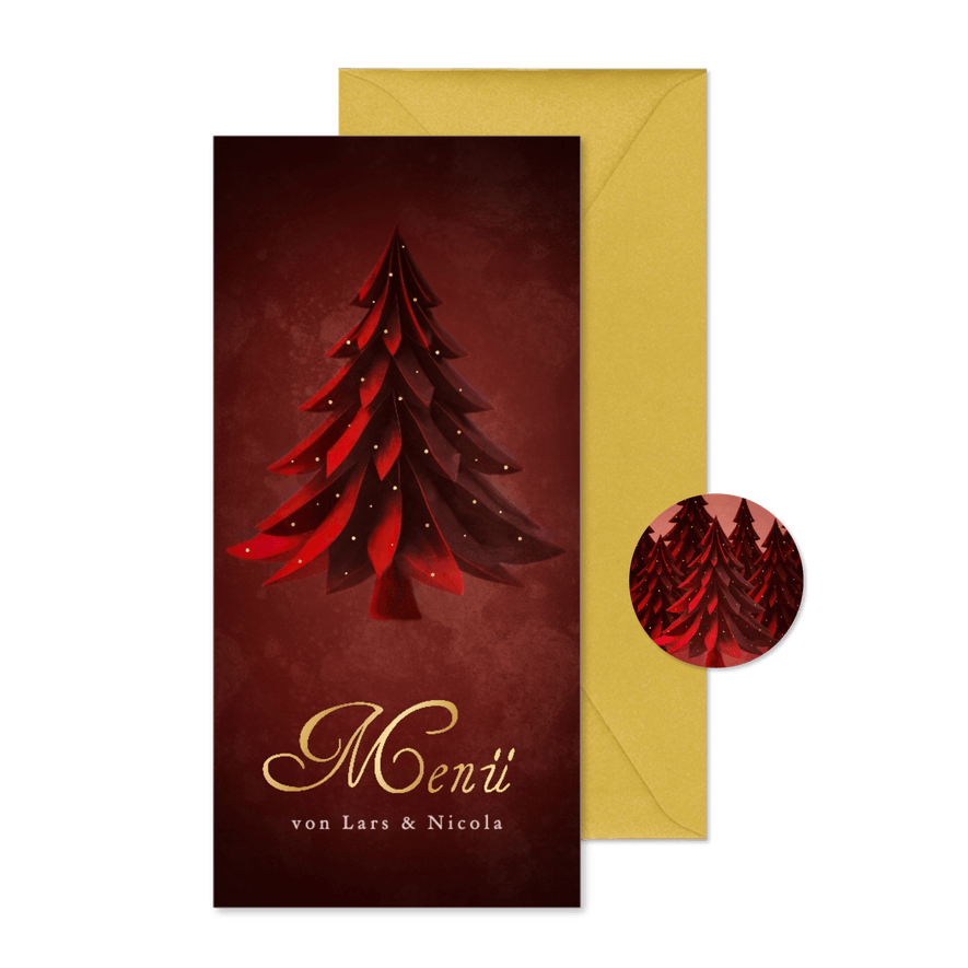 Menükarte Weihnachten Weihnachtsbaum Goldschrift - Karteneindruck
